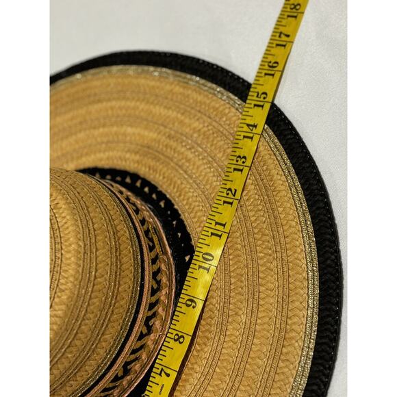 Steve Madden Woven Yarn Textured Striped Floppy Wide Brim Sun Hat OS travel Boho - Picture 6 of 6